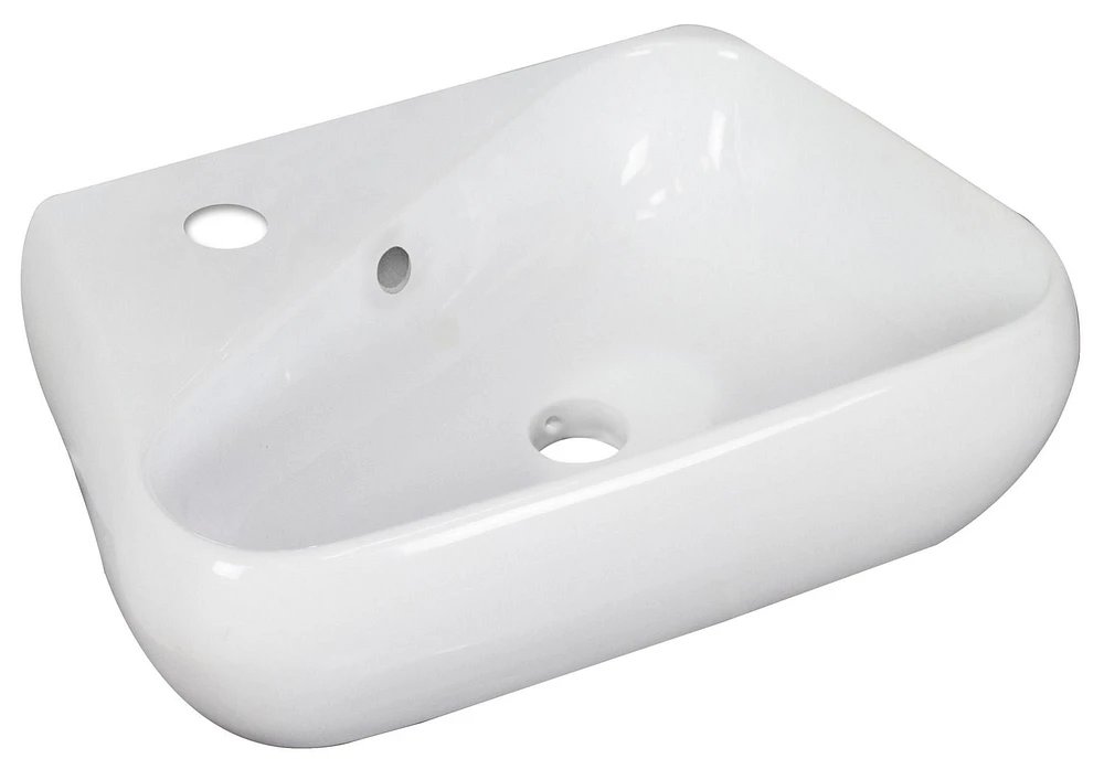American Imaginations 17.5-in. W Above Counter White Bathroom Vessel Sink Set For 1 Hole Left Faucet AI-34271