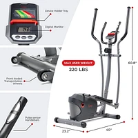 Sunny Health & Fitness Performance Compact Elliptical Machine with 8-Level Adjustable Resistance, Pulse Sensor & Exclusive SunnyFit App Enhanced Bluetooth Connectivity