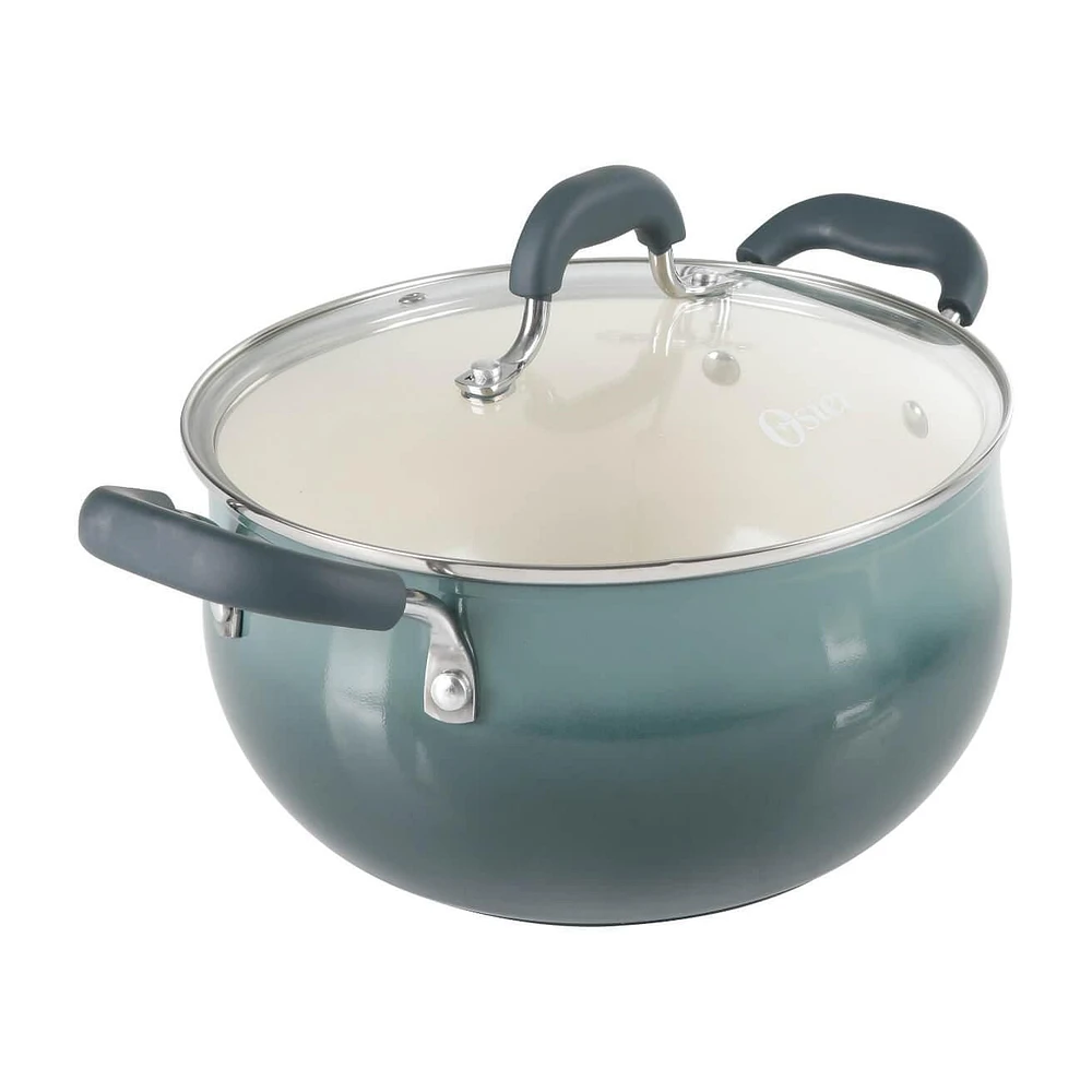 Oster Corbett 8 Piece Aluminum Cookware Set, Gradient Grey with Soft Touch Bakelite Handle