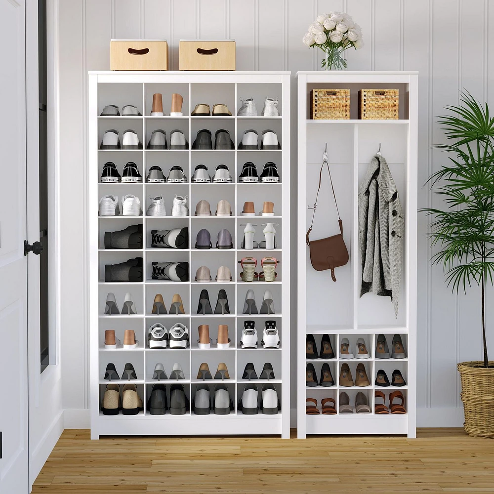 Prepac White 40 Cubby Shoe Storage Cabinet 13"D x 39.5" W x 72.5" H