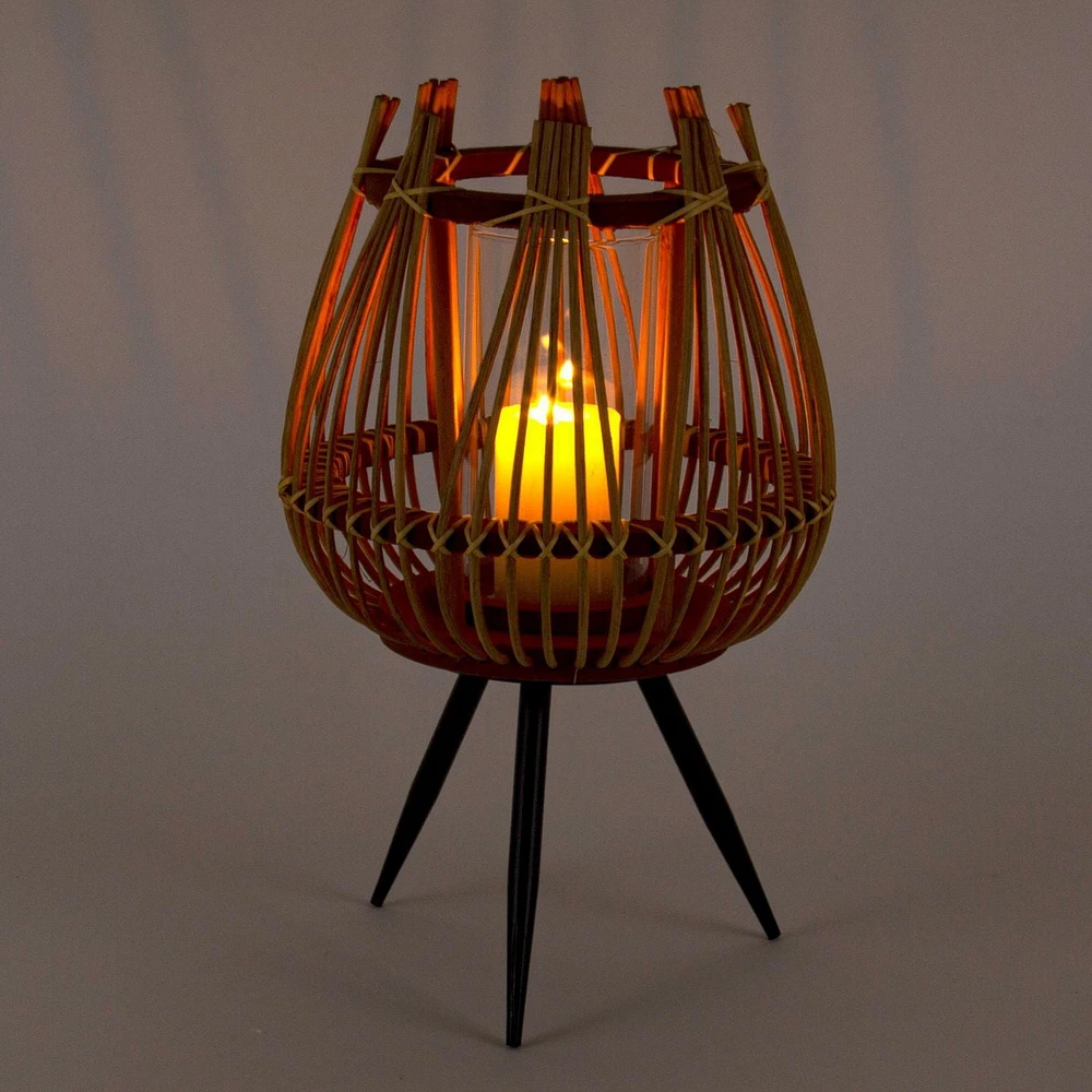 Truu Design Decorative Bamboo Floor Candle Holder with Legs