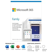 Microsoft 365 Family English | 12-Month Subscription, up to 6 people | Premium Office apps | 1TB OneDrive cloud storage | PC/Mac Keycard, Microsoft 365 Family English