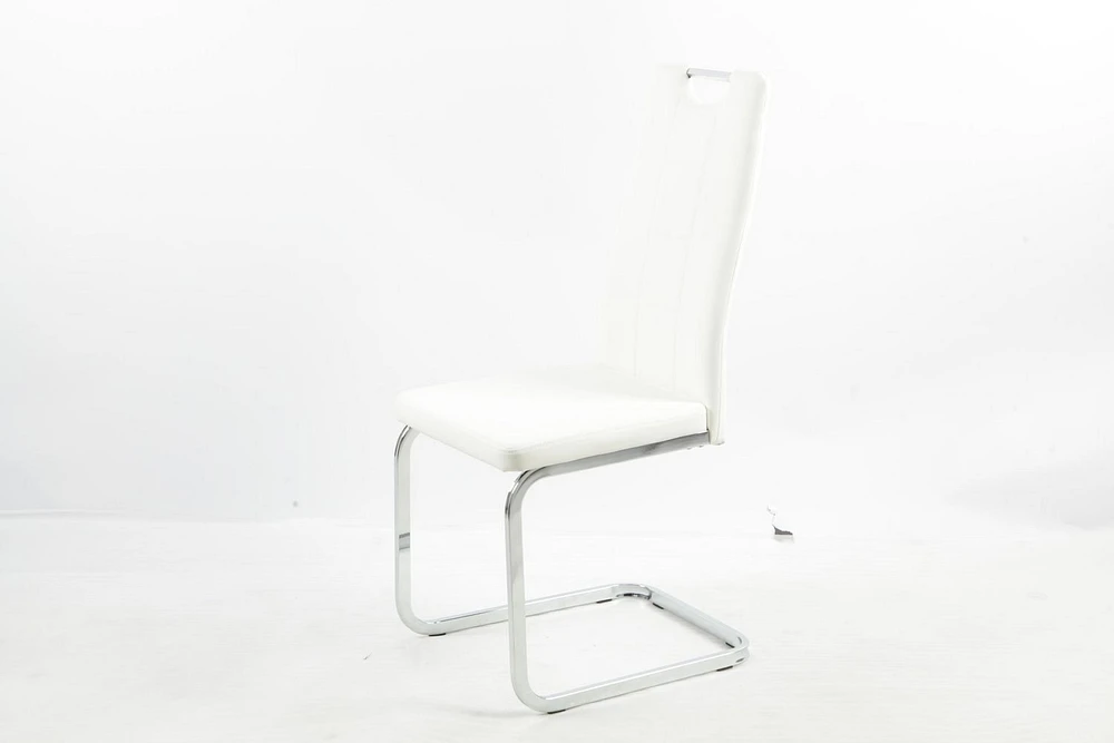 Chaises de salle à manger Aerys Marie avec base chromée en PU blanc (ensemble de 4)