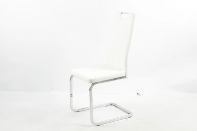 Chaises de salle à manger Aerys Marie avec base chromée en PU blanc (ensemble de 4)