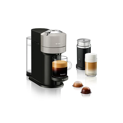 Nespresso Vertuo Next Coffee and Espresso Machine by Breville with Aeroccino Milk Frother, Light Grey, 7 cup sizes