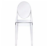 Chaise d'appoint moderne Ghost - Chaise de salle à manger en acrylique transparent avec un design durable, empilable pour les salles à manger ou les espaces d'accentuation