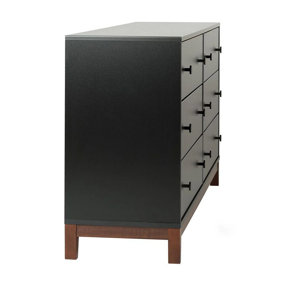Prepac Nordik White & Oak 6 Drawer 16"D x 54.75"W x 30"H Dresser