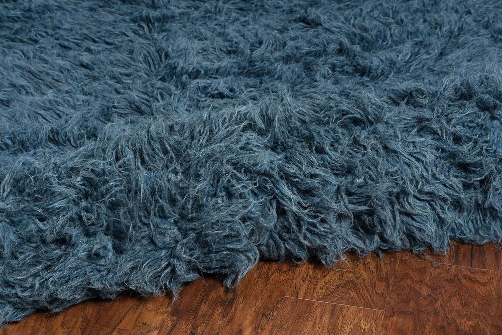 Tapis d'appoint Nouveau Flokati 1400 gr de 3' 6" x 5' 6", Bleu Denim