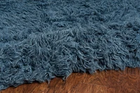 Tapis d'appoint Nouveau Flokati 1400 gr de 3' 6" x 5' 6", Bleu Denim