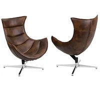 Fauteuil lounge rétro canadien brun brut