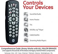 GE 3-Device Universal Remote Control, Black, 42607, 3-Device Universal Remote