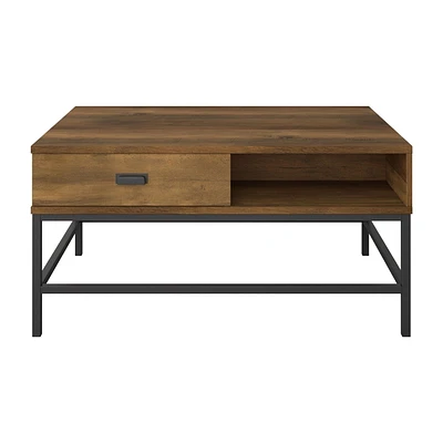 Table basse à plateau relevable Fort Worth, finition effet bois brun