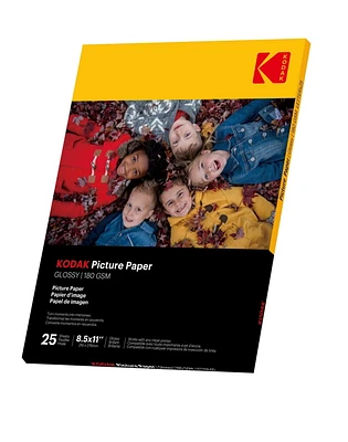 Papier Photo Kodak Gloss, 8.5 x 11, 25 Sheets