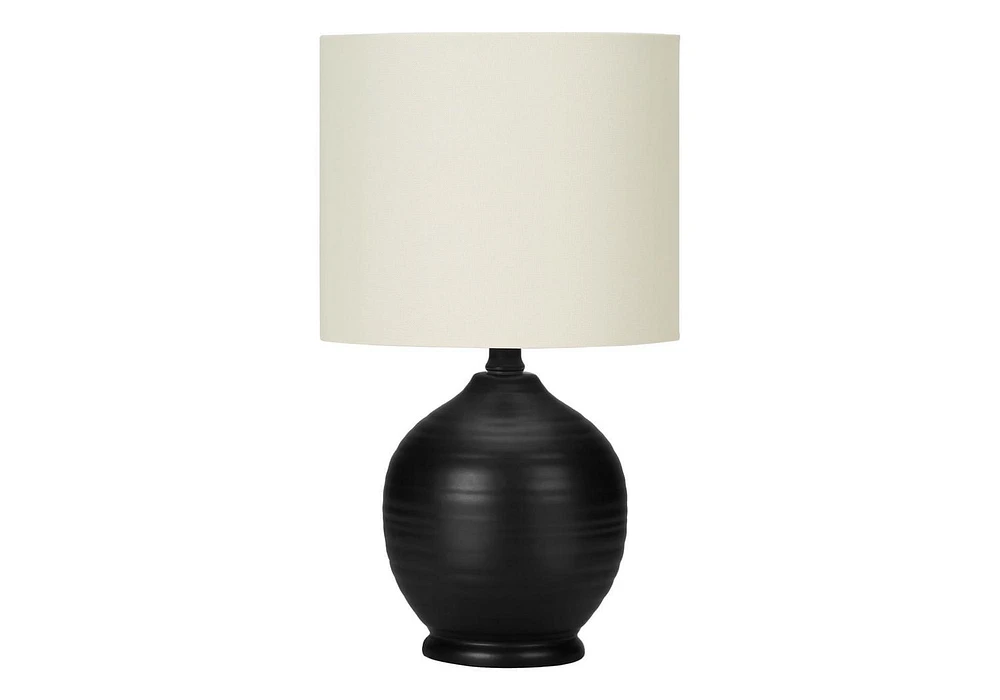 Monarch Specialties  Luminaire, 17"h, Lampe De Table, Noir Céramique, Teinte Ivoire / Crème, Transitionnel