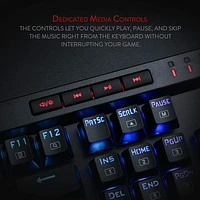 Redragon K580 VATA RGB Mechanical Gaming Keyboard, 104 Keys Gamer Keyboard with Blue Tactile Mechanical Switches, Customizable RGB Backlit, 5 On-Board Macro Keys & Dedicated Media Controls Panel