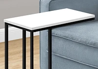 Monarch Specialties Table D'appoint, En Forme De C, Bout, Côté, Collation, Salon, Chambre À Coucher, Métal, Stratifié, Blanc, Noir, Contemporain, Moderne