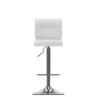 CorLiving Hudson Lot de 2 tabourets de bar carrés réglables et pivotants en similicuir moderne avec dossier, tabourets de cuisine élégants, chaises de bar confortables pour la maison, base sur piédest