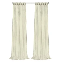 Loft Living Peoria Sheer Dual Header Single Curtain Panel 52 x 63 in Cream