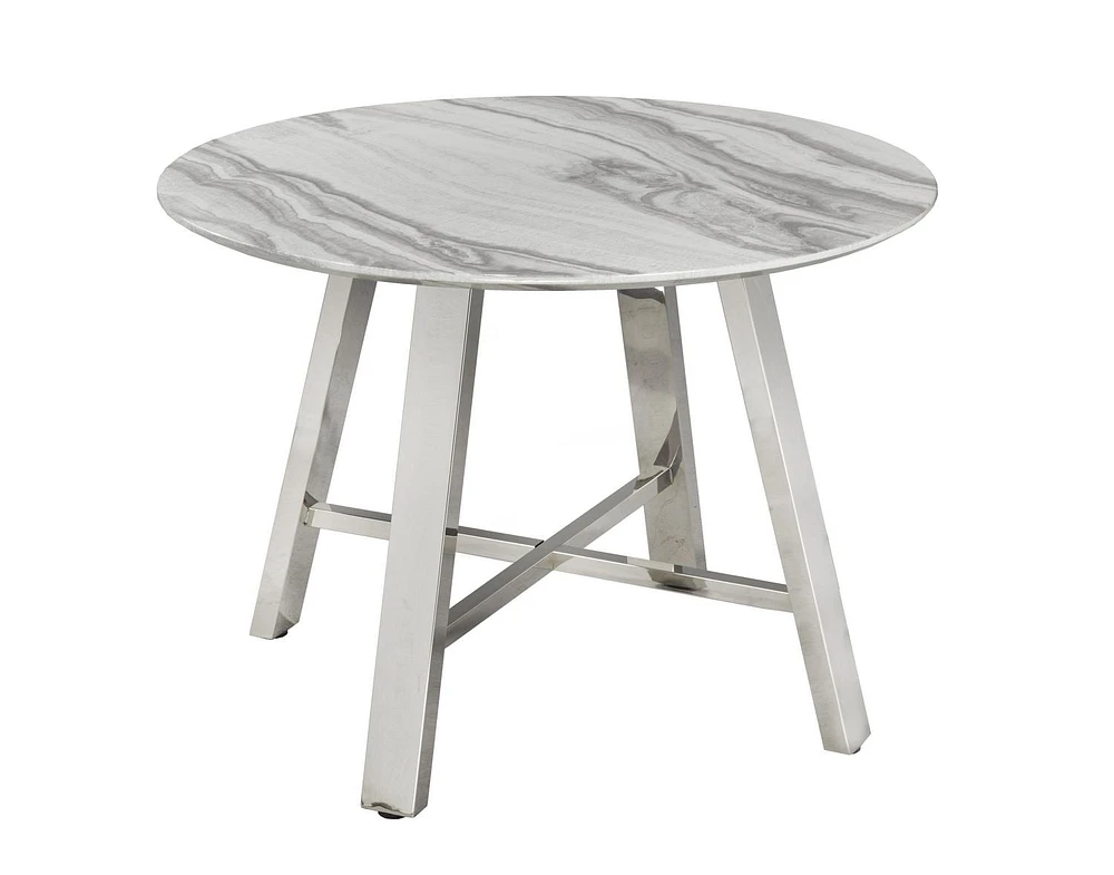 Table à manger Mable, blanc/argent