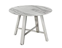 Table à manger Mable, blanc/argent