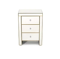 Nightstand, Nightstand, Mirrored Nightstand, Bedroom Nightstand, MDF Nightstand, Mirrored Nightstand, Three Drawer Nightstand, Mirrored Nightstand with Clear Knobs