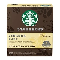 STARBUCKS VERANDA BLEND for NESPRESSO VERTUO, Blonde Roast Coffee, Mellow and Soft Notes, Recyclable Capsules Through NESPRESSO Recycling System, 100g