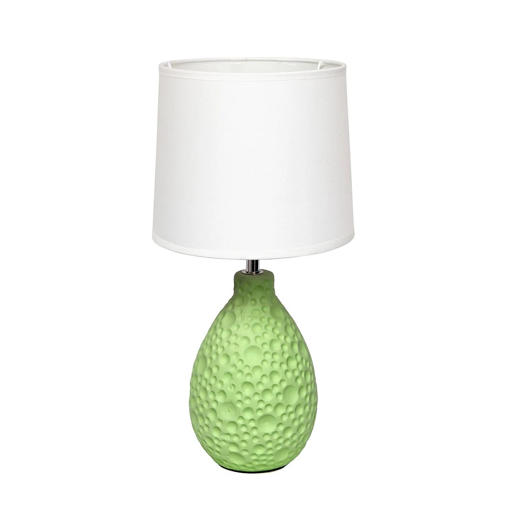 Simple Designs Textured Stucco Ceramic Oval Table Lamp