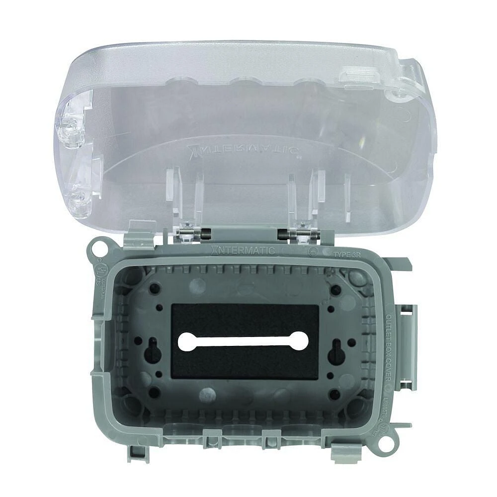 Couvercle résistant aux intempéries en plastique extra-résistant Intermatic, simple groupe, Vrt/Hrz, 2,75" transparent - paquet de 2