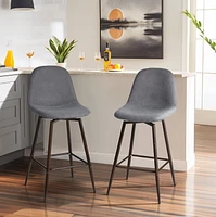 Homy Casa Contemporary Set of 2 Barstool Swivel Counter Stools - Upholstered Ergonomics Seat Barstools for Kitchen Island Dining Room