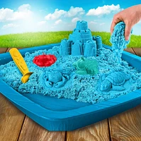 Kinetic Sand, Sandbox Playset with 1lb of Blue Kinetic Sand and 3 Molds, for Ages 3 and Up