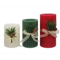 Hometrends Ensemble de bougies DEL cannelées avec feuillage
