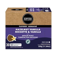 Zavida Single Serve Hazelnut Vanilla Coffee Pods, K-Cup 30ct, ZAVIDA HAZELNUT VANILLA 30CT PODS