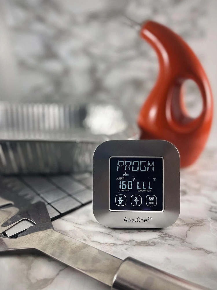 Thermomètre à viande câblé AccuChef avec sonde en acier inoxydable, modèle 2205, argenté Température de Cuission