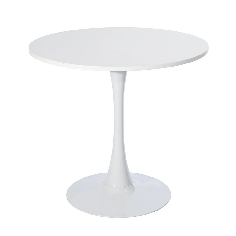 Ensemble de salle à manger 3 pièces Homy Casa avec table ronde blanche et 2 chaises rembourrées pour cuisine et salle à manger