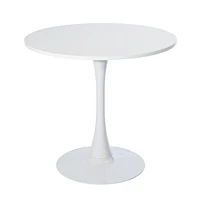 Ensemble de salle à manger 3 pièces Homy Casa avec table ronde blanche et 2 chaises rembourrées pour cuisine et salle à manger