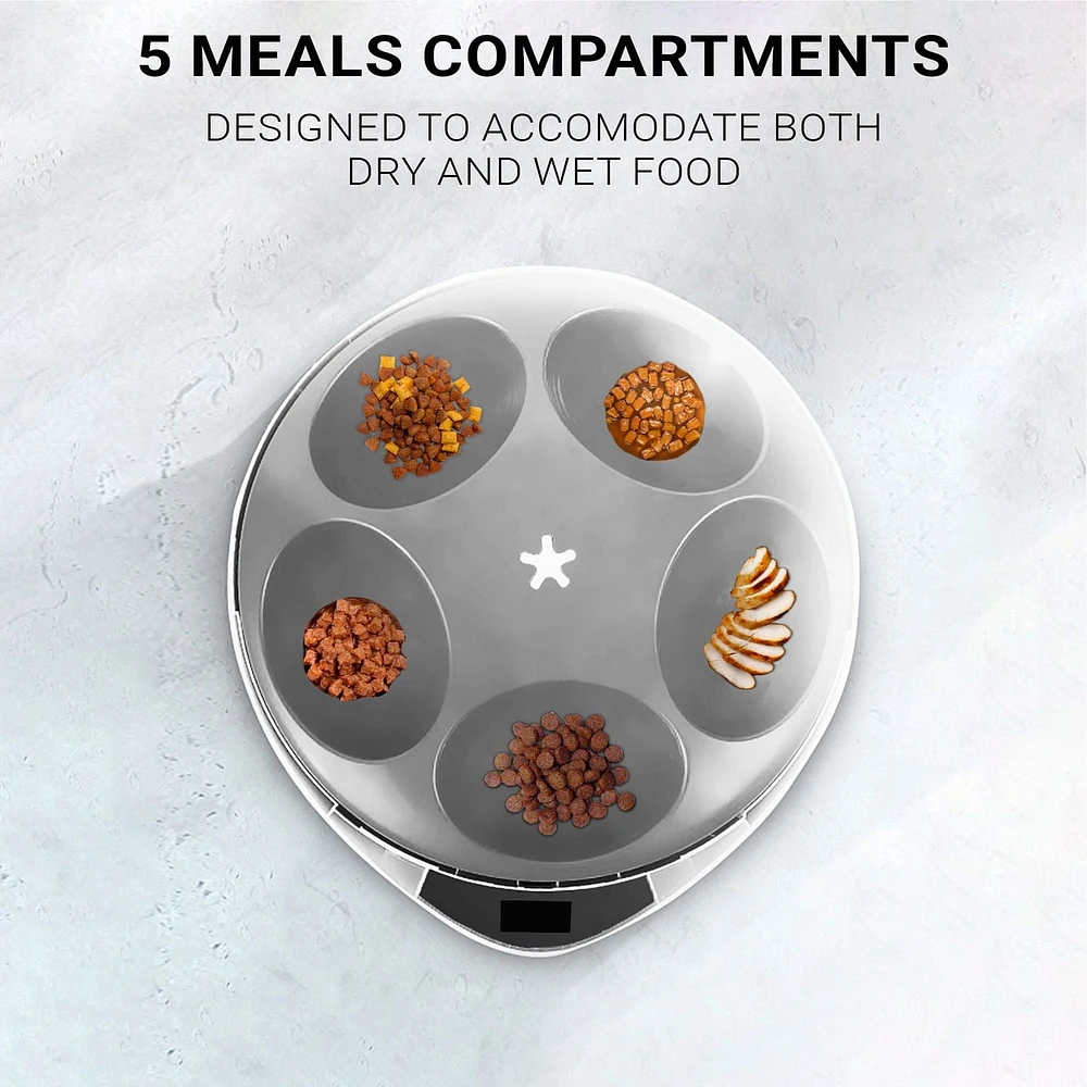Instachew Purechew Mix 5-Meal Automatic Pet Feeder, Dry & Wet Food Automatic Cat Feeder