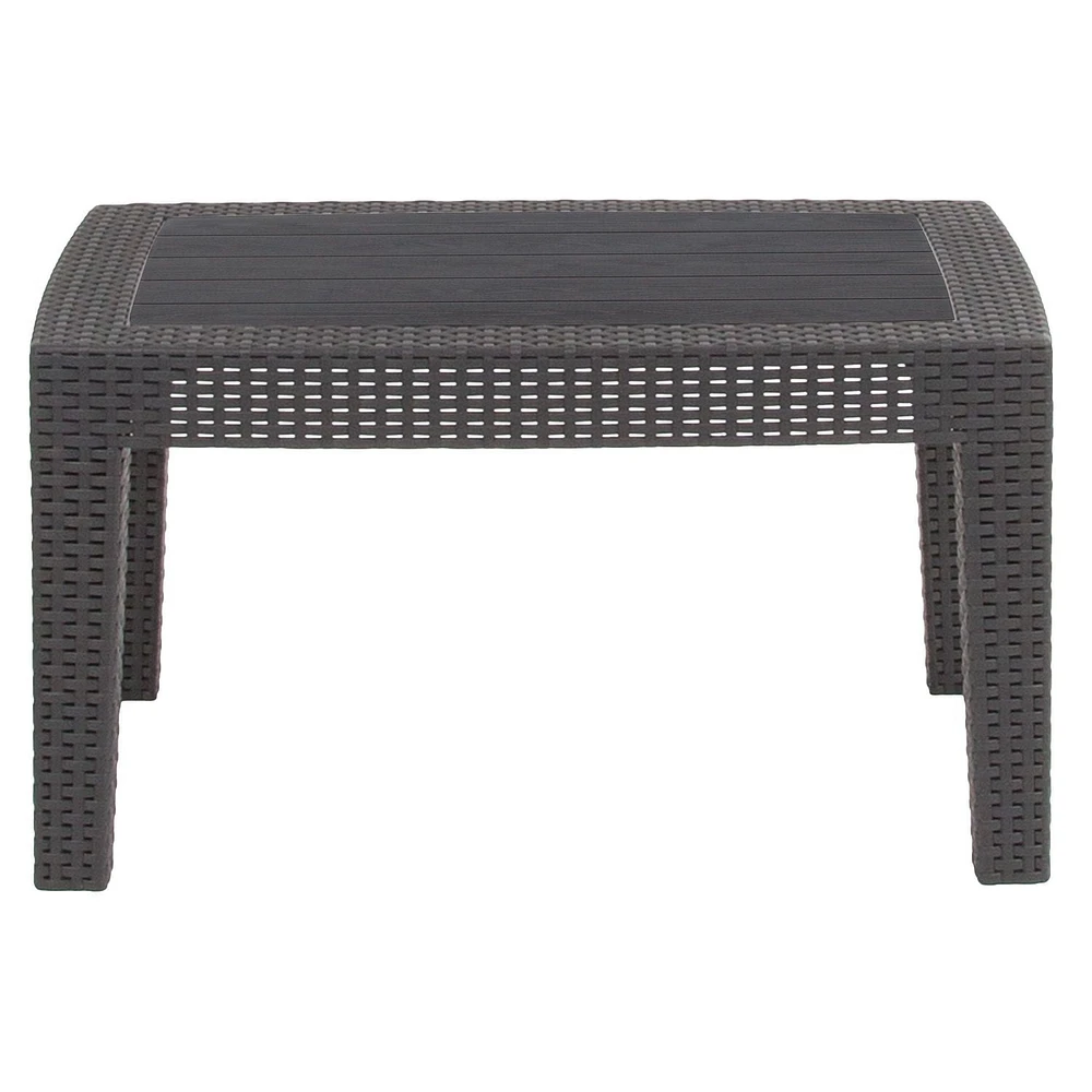 Light Gray Faux Rattan Coffee Table