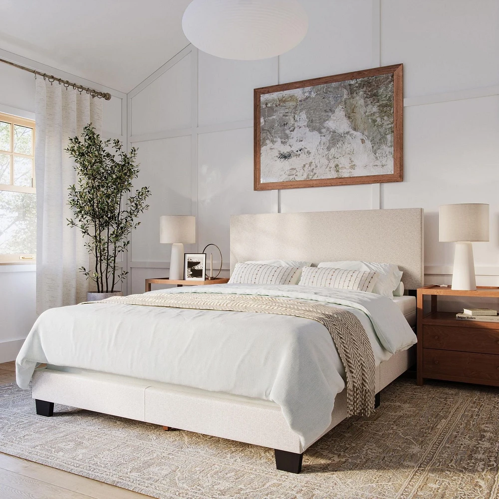 Celeste Modern Upholstered Queen Bed Frame with Headboard