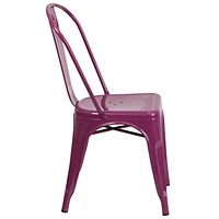 Chaise empilable en métal violet pour intérieur-extérieur