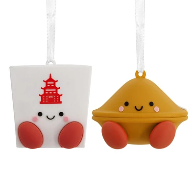 Hallmark Christmas Ornaments (Better Together Takeout Box and Fortune Cookie Magnetic), Set of 2