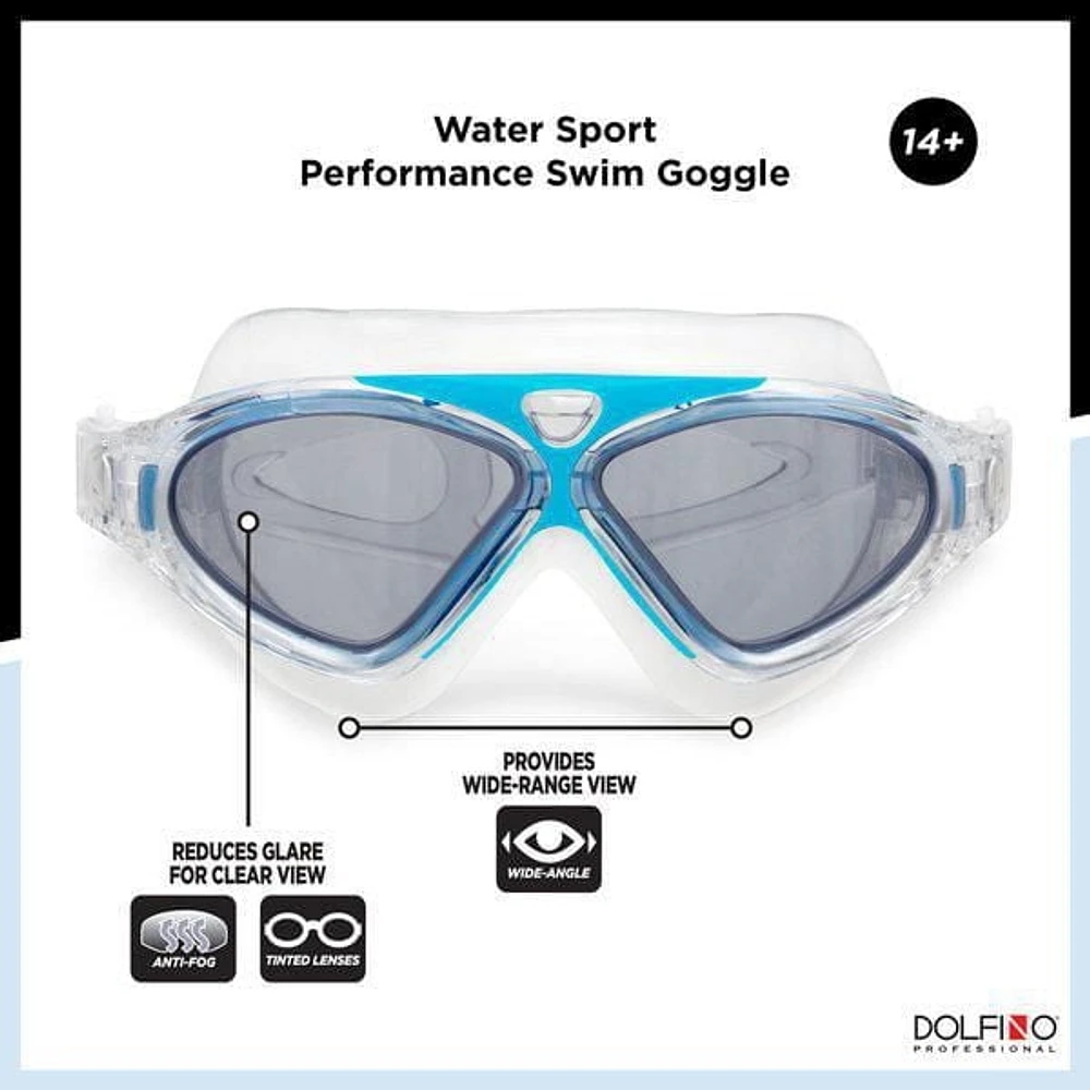 Lunettes de sports nautiques pour adultes Dolfino Pro Axis - Turquoise / Argent Lunettes de sports nautiques