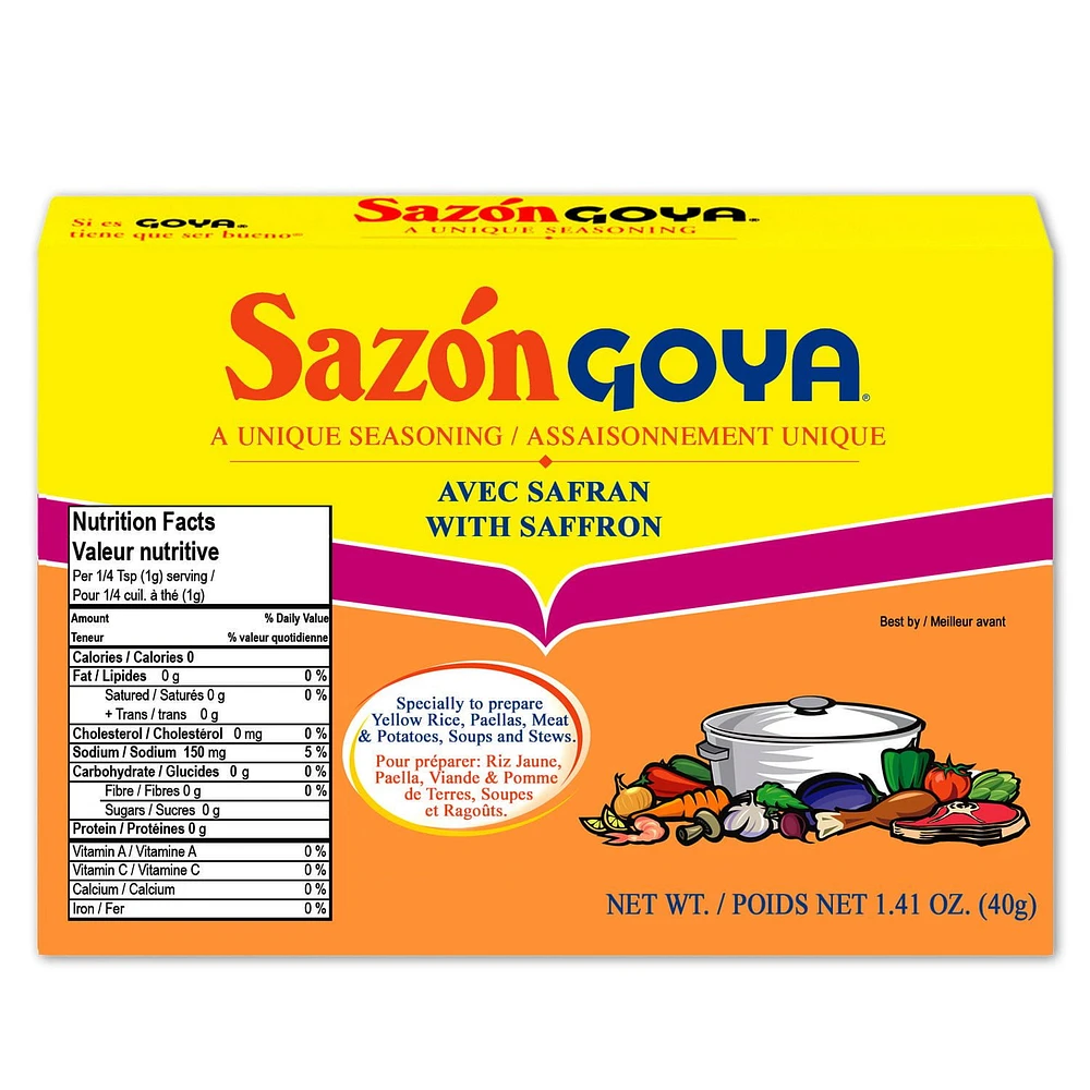 Sazon Goya Unique Seasoning with Saffron, 40 g