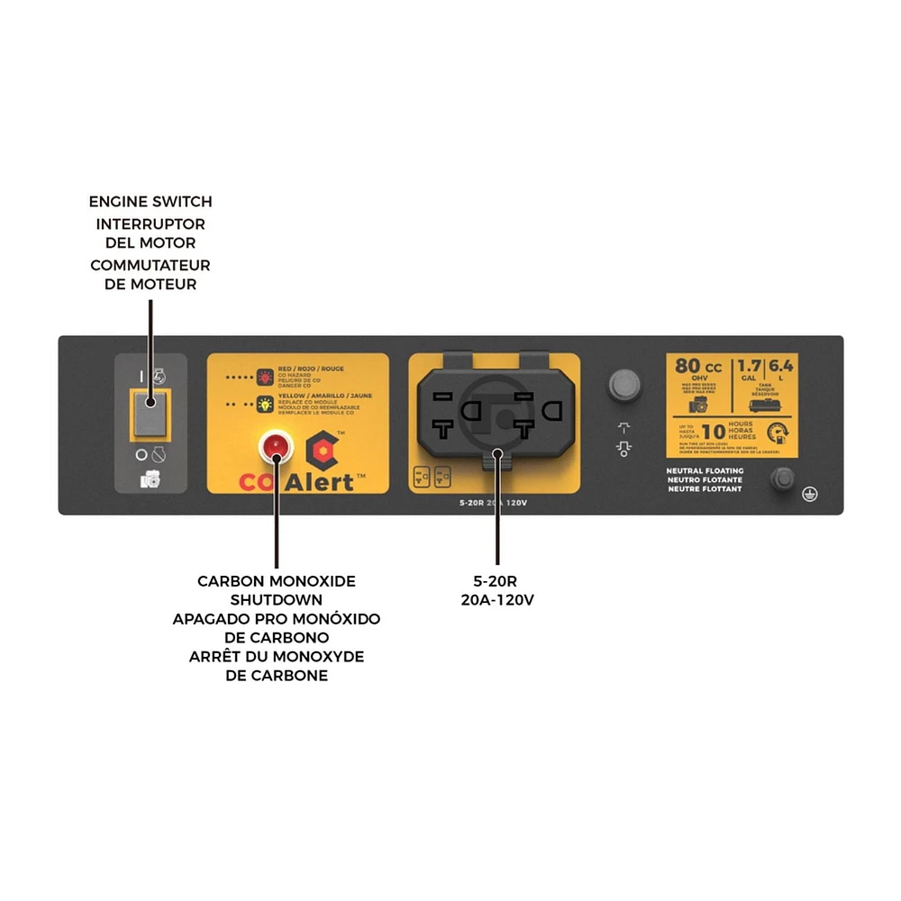 Firman Power Equipment P01204 Générateur portatif à gaz 1500/1200W Rappel CO Alert