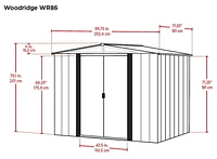 Abri de rangement d'acier Woodridge par Arrow en café/grain de bois