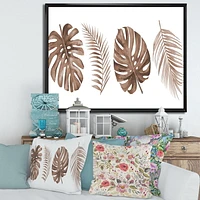 Designart Monstera tropical et feuille de palmier en terre cuite ART MURAL À CADRE FLOTTÉ
