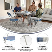 Lot de 10 pièces - Chaise pliante de la série HERCULES en plastique bleu, de première qualité, avec une capacité de 650 lb