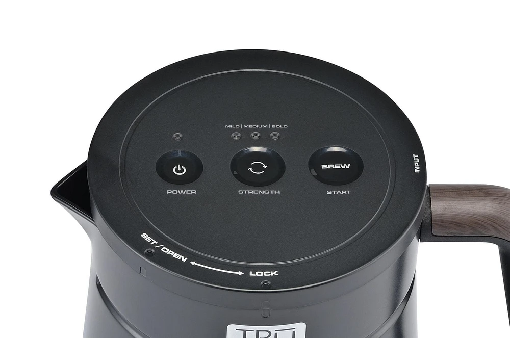TRU Rapid Cold Brew Coffee Maker, Stylish Black with wood-grain