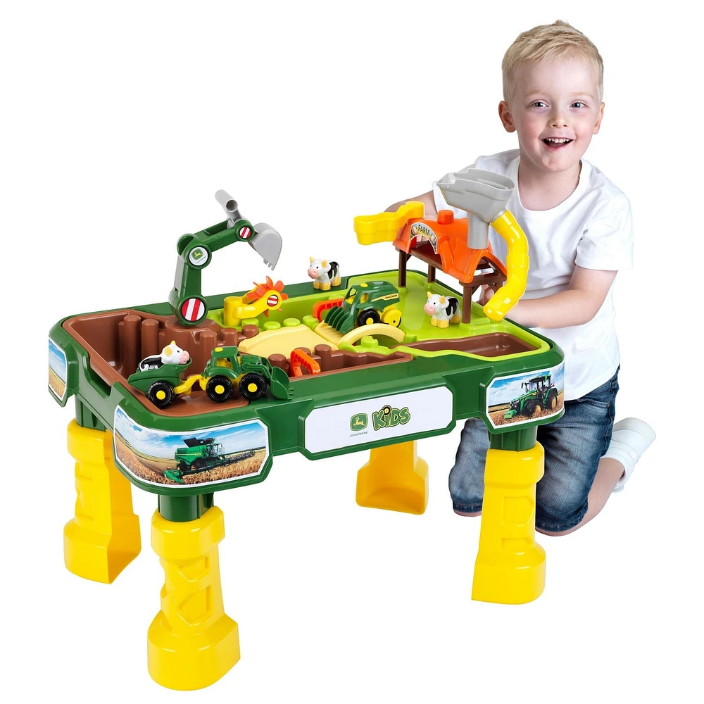 Theo Klein John Deere : Table de jeu pour enfants 2 en 1 avec ferme et table à eau