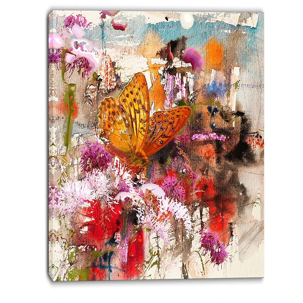 Impression sur toile « Butterfly Drinking Honey » Design Art