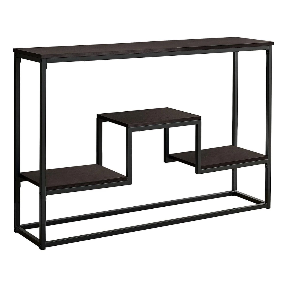 Monarch Specialties Table D'appoint, Console, Entrée, Étroit, Sofa, Salon, Chambre À Coucher, Métal, Stratifié, Brun, Noir, Contemporain, Moderne